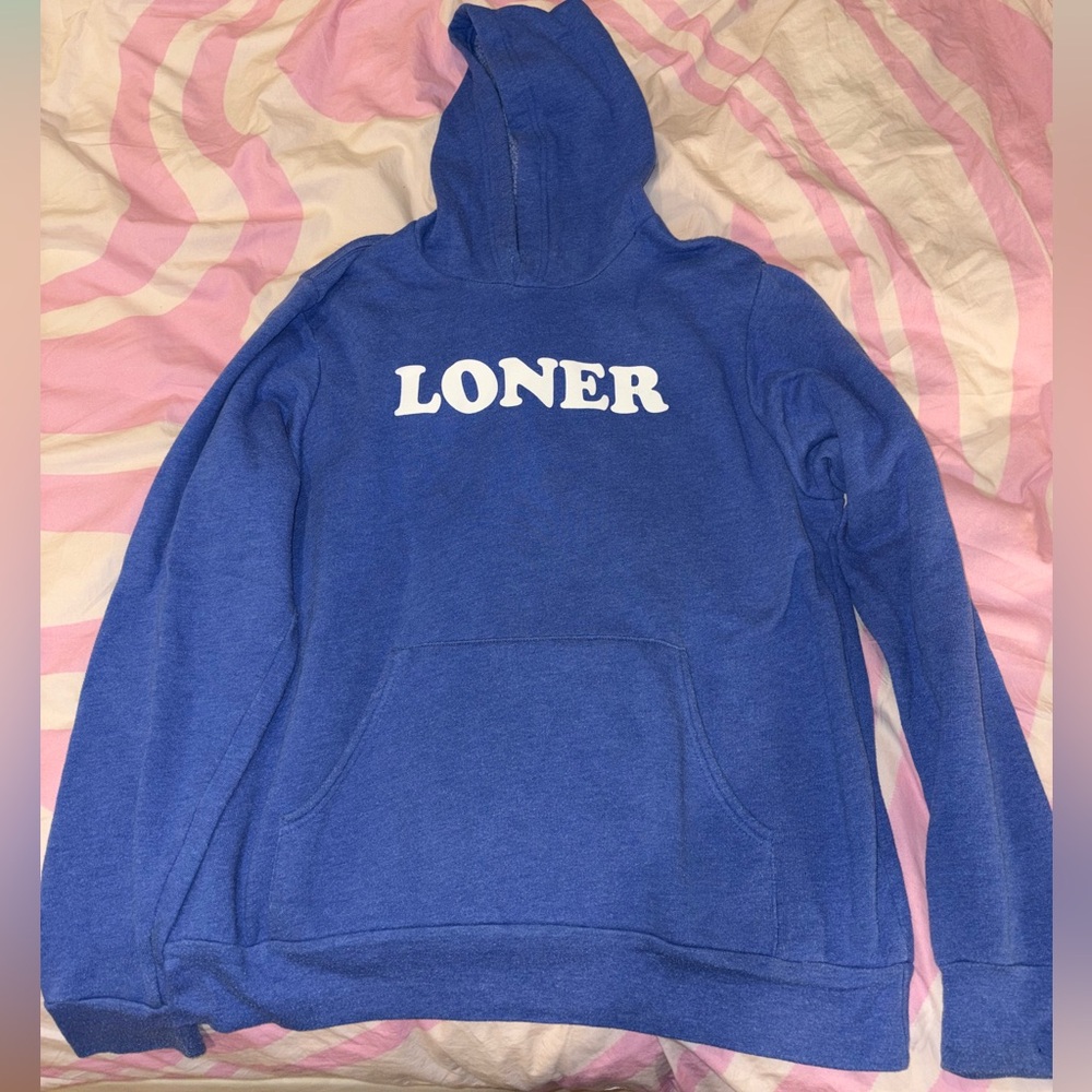 Blue loner hoodie size large.